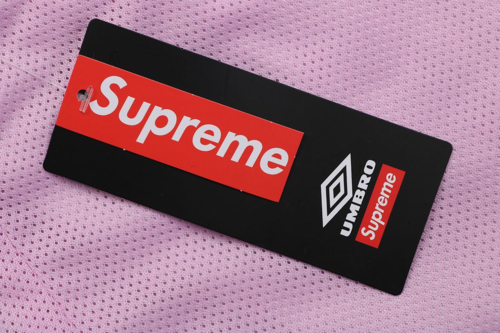 Supreme gradient track pants pink custom technical gradient fabric breathable mesh lining micro wrinkle texture multi panel unisex sports pants sizes S-XL