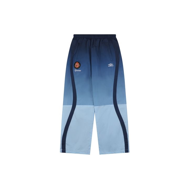 Supreme gradient track pants blue custom technical gradient fabric breathable mesh lining micro wrinkle texture multi panel unisex sports pants sizes S-XL