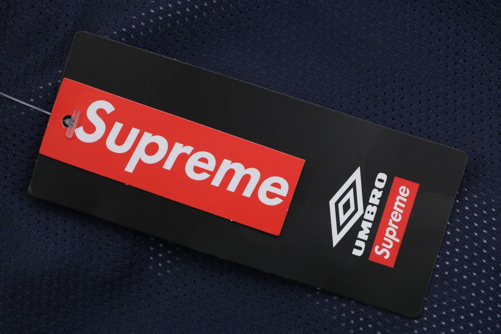 Supreme gradient track pants blue custom technical gradient fabric breathable mesh lining micro wrinkle texture multi panel unisex sports pants sizes S-XL