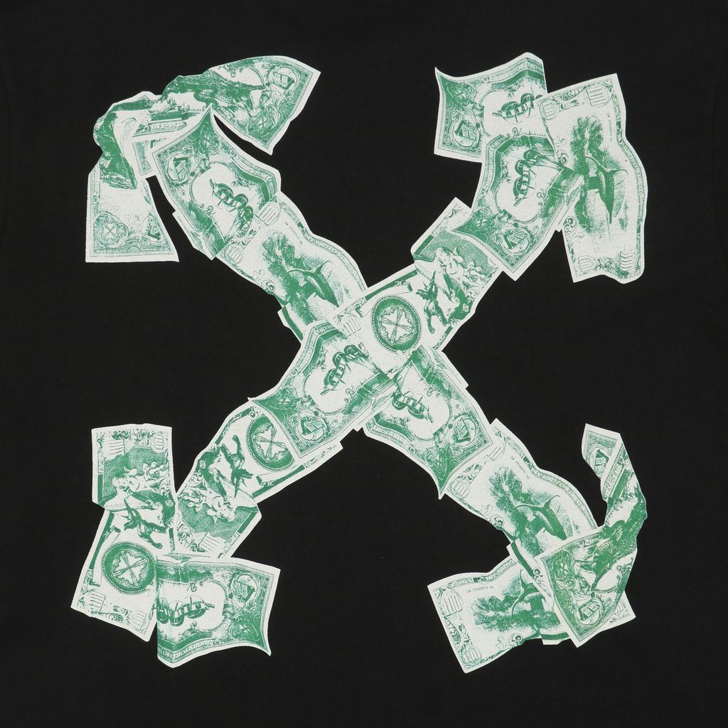 Off-White 25SS Dollar Arrow print T-shirt 280g custom dyed fabric vintage washed Mimaki heat transfer print relaxed unisex short sleeve tee sizes XS-L