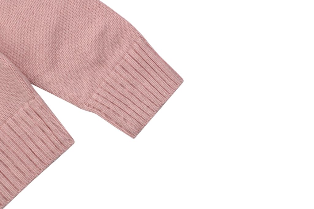 Louis Vuitton Monogram leather patch crew neck sweater pink 100 percent cotton knit embossed cowhide rear neck patch garment washed pullover sizes S-XL