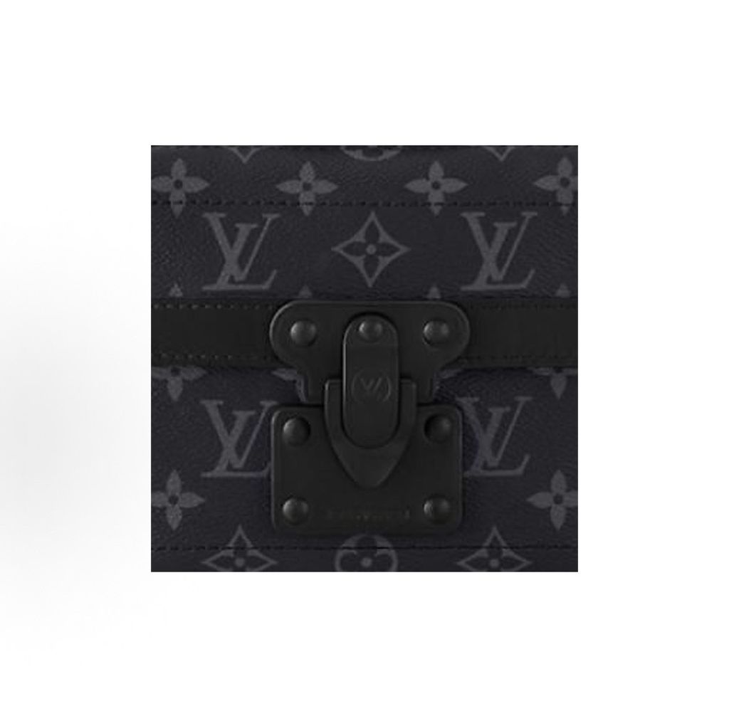 Louis Vuitton M11743 Soul Trunk messenger bag black Monogram Eclipse coated canvas removable adjustable shoulder strap crossbody handbag 20 x 7 x 14 cm