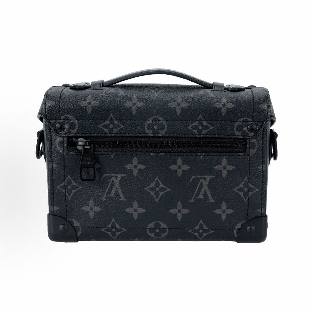 Louis Vuitton M11743 Soul Trunk messenger bag black Monogram Eclipse coated canvas removable adjustable shoulder strap crossbody handbag 20 x 7 x 14 cm