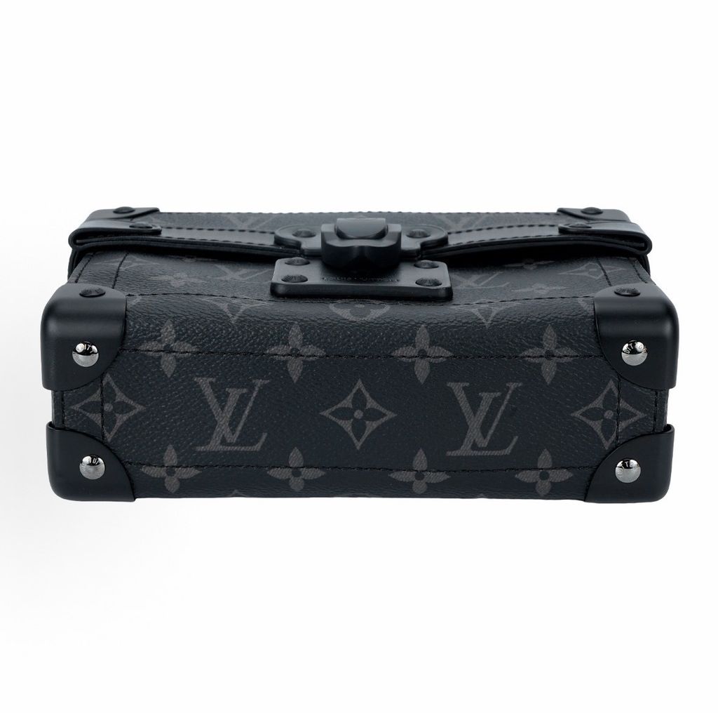 Louis Vuitton M11743 Soul Trunk messenger bag black Monogram Eclipse coated canvas removable adjustable shoulder strap crossbody handbag 20 x 7 x 14 cm