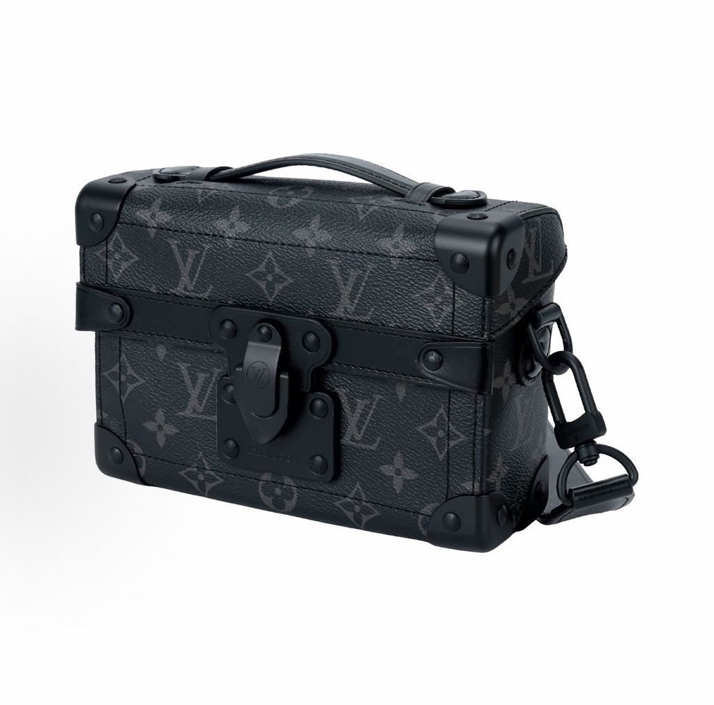 Louis Vuitton M11743 Soul Trunk messenger bag black Monogram Eclipse coated canvas removable adjustable shoulder strap crossbody handbag 20 x 7 x 14 cm
