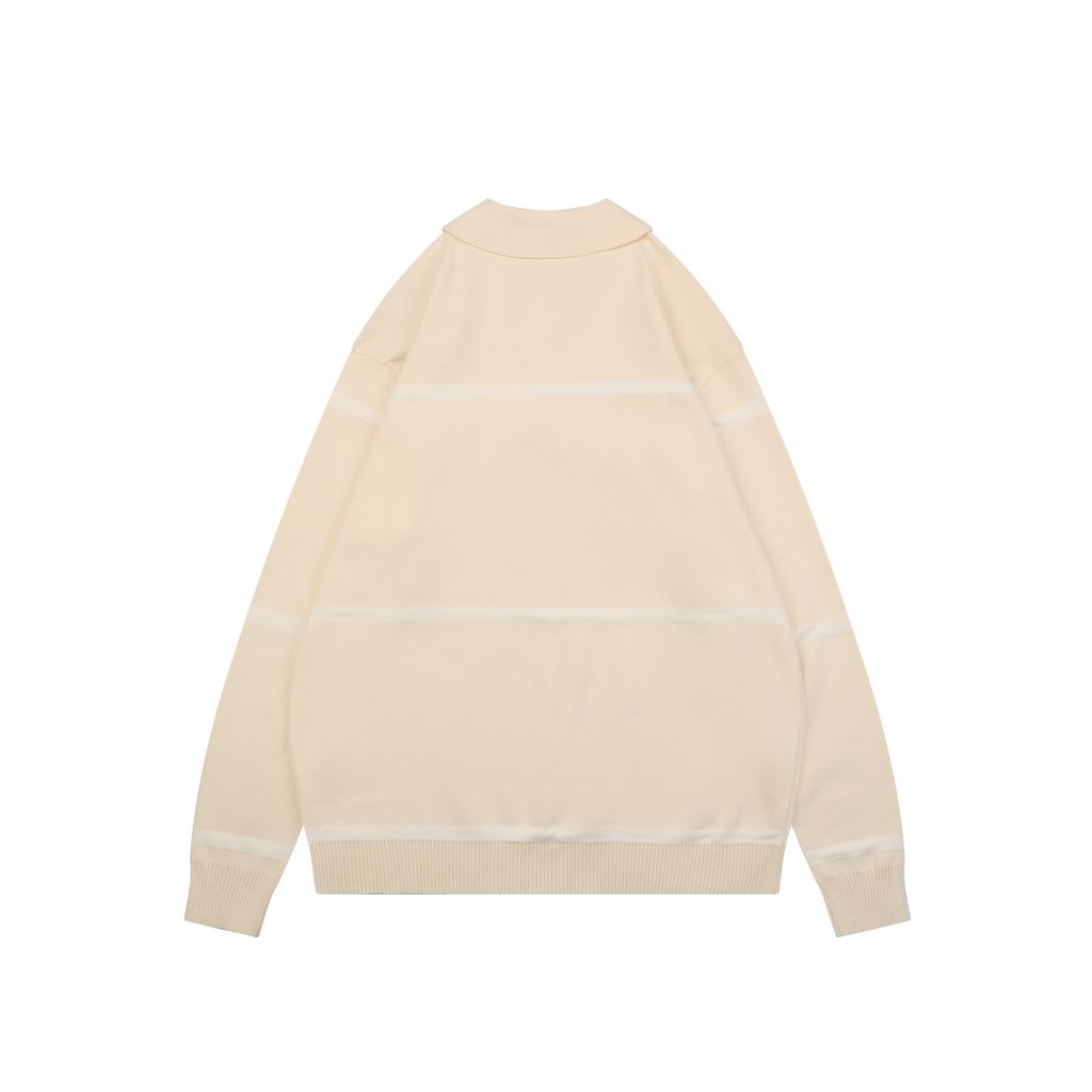 Louis Vuitton leather patch color block polo knit sweater 100 percent cotton yarn soft lambskin printed logo patch washed finish collar pullover sizes S-XL