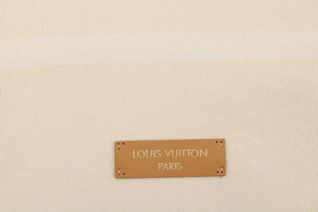 Louis Vuitton leather patch color block polo knit sweater 100 percent cotton yarn soft lambskin printed logo patch washed finish collar pullover sizes S-XL