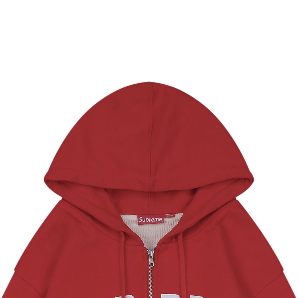 Supreme 24 applique embroidered letter hooded jacket red white heavyweight waffle knit thermal soft interior moisture management quick dry unisex hoodie sizes S-XL