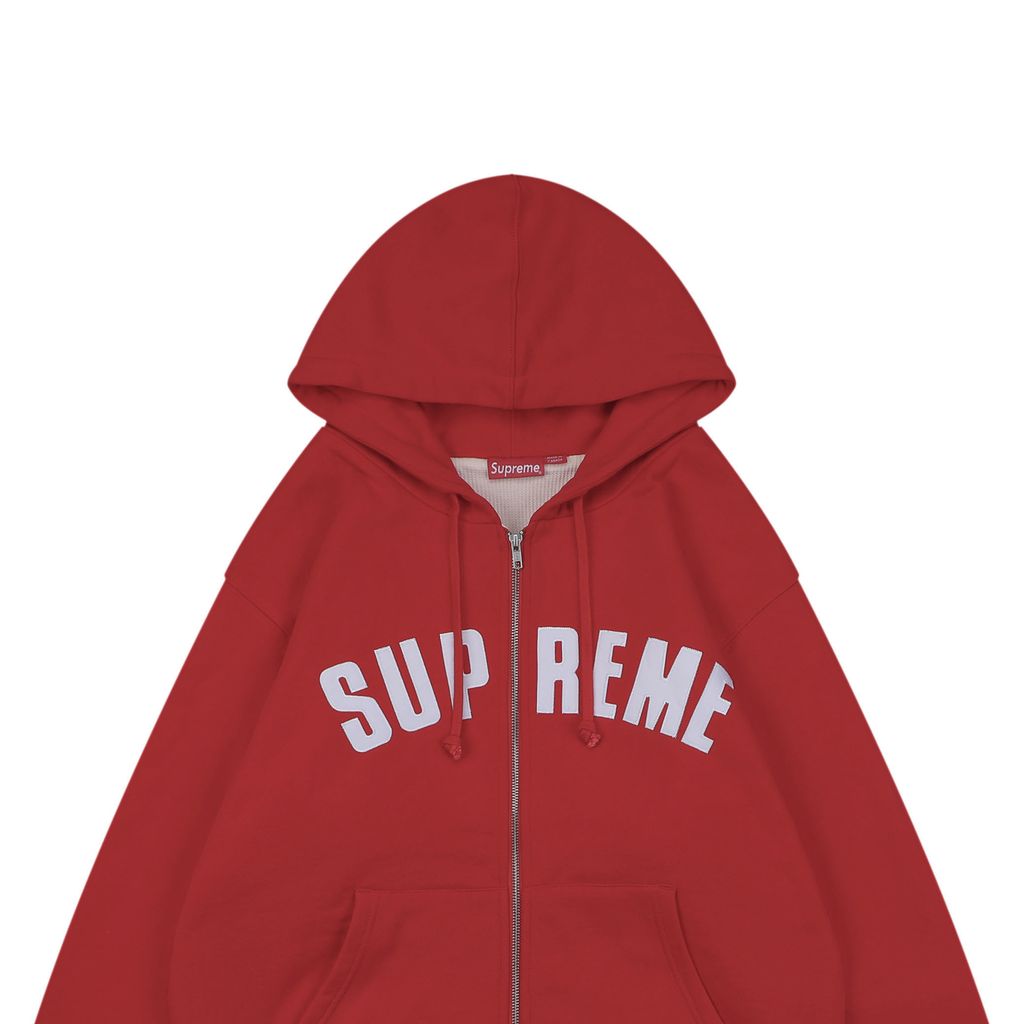 Supreme 24 applique embroidered letter hooded jacket red white heavyweight waffle knit thermal soft interior moisture management quick dry unisex hoodie sizes S-XL