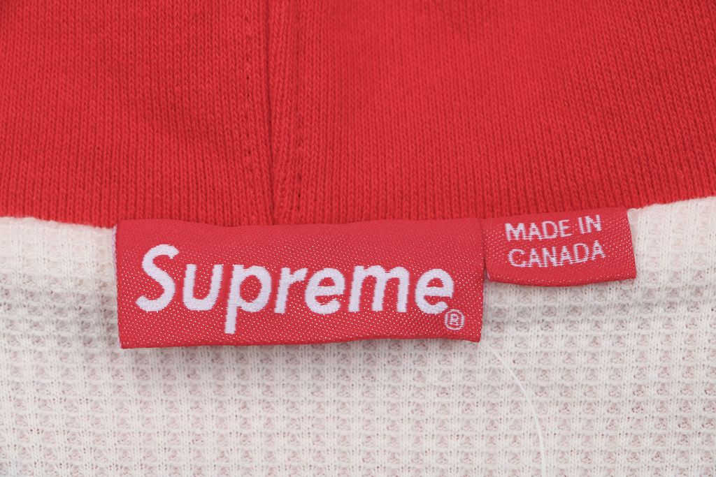 Supreme 24 applique embroidered letter hooded jacket red white heavyweight waffle knit thermal soft interior moisture management quick dry unisex hoodie sizes S-XL