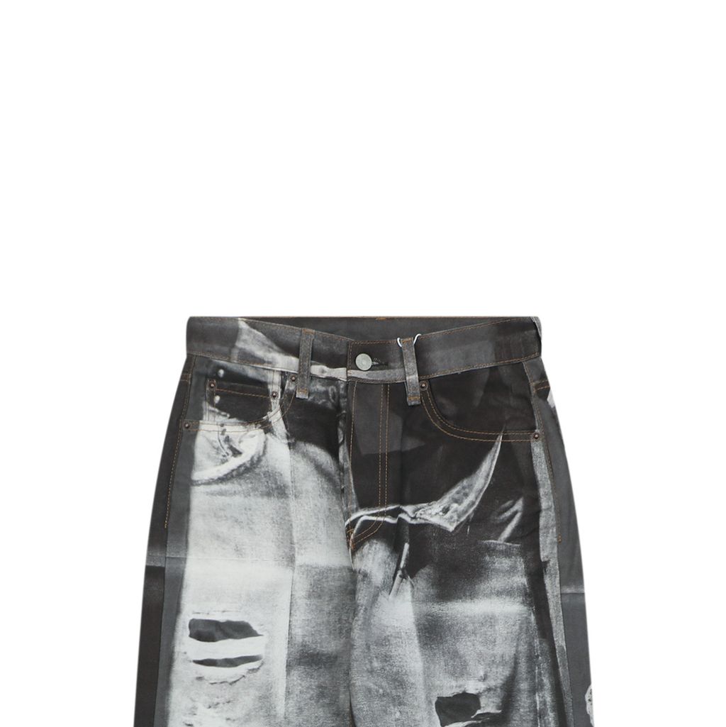 Acne Studios 1996M washed grey print straight leg pants 100 percent cotton high density canvas vintage wash whisker fading mid low rise unisex sizes XS-XXL