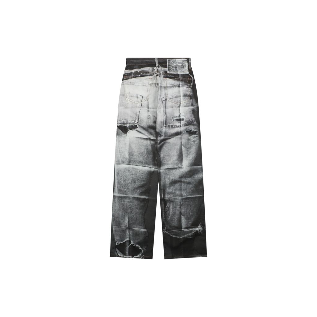 Acne Studios 1996M washed grey print straight leg pants 100 percent cotton high density canvas vintage wash whisker fading mid low rise unisex sizes XS-XXL