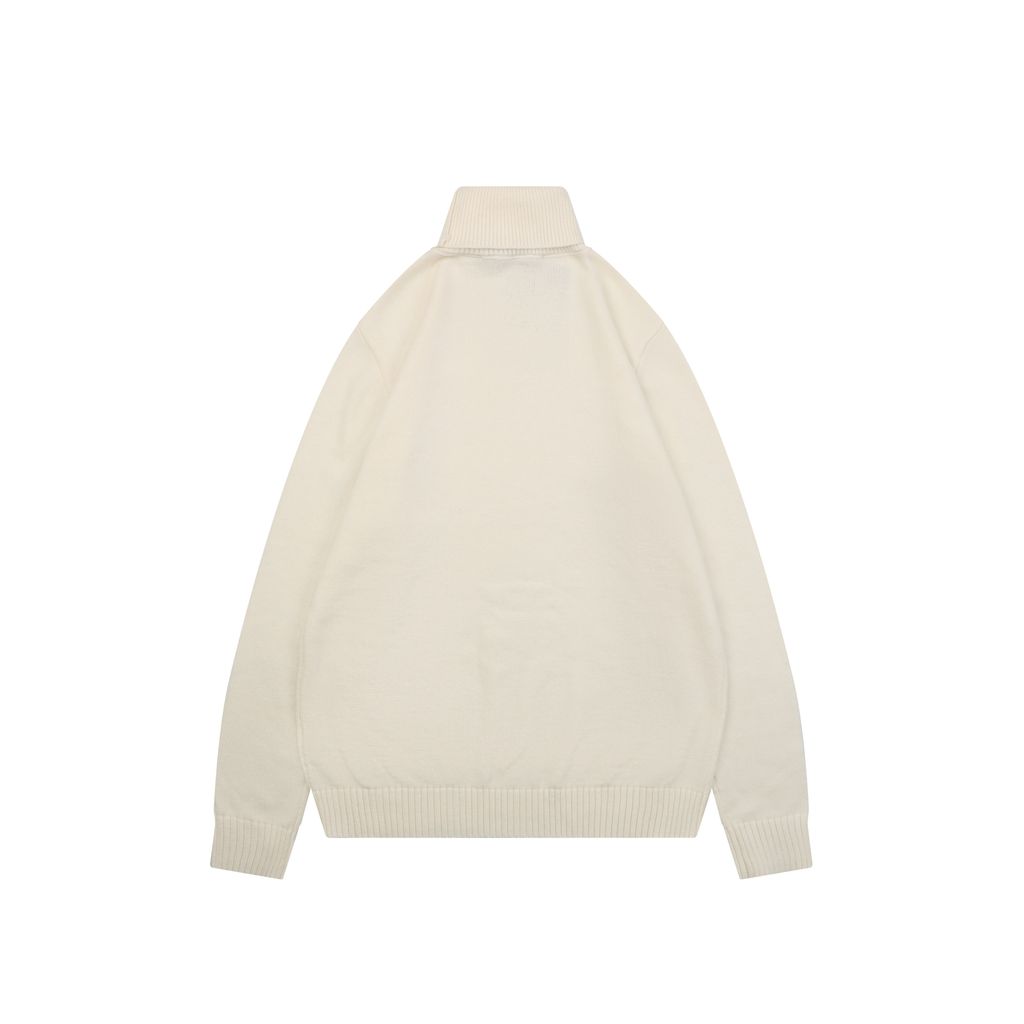 Louis Vuitton pocket leather patch high neck sweater 100 percent cotton knit soft lambskin printed logo detail garment washed knit pullover sizes S-XL