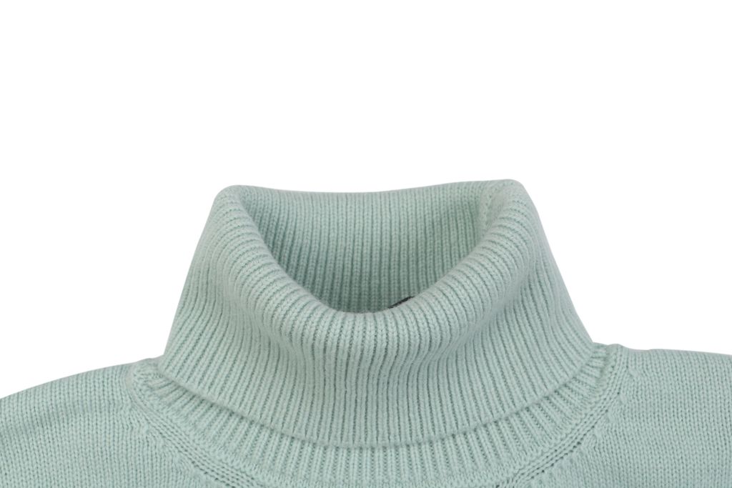 Louis Vuitton pocket leather patch high neck sweater mint green 100 percent cotton knit soft lambskin printed logo detail garment washed pullover sizes S-XL