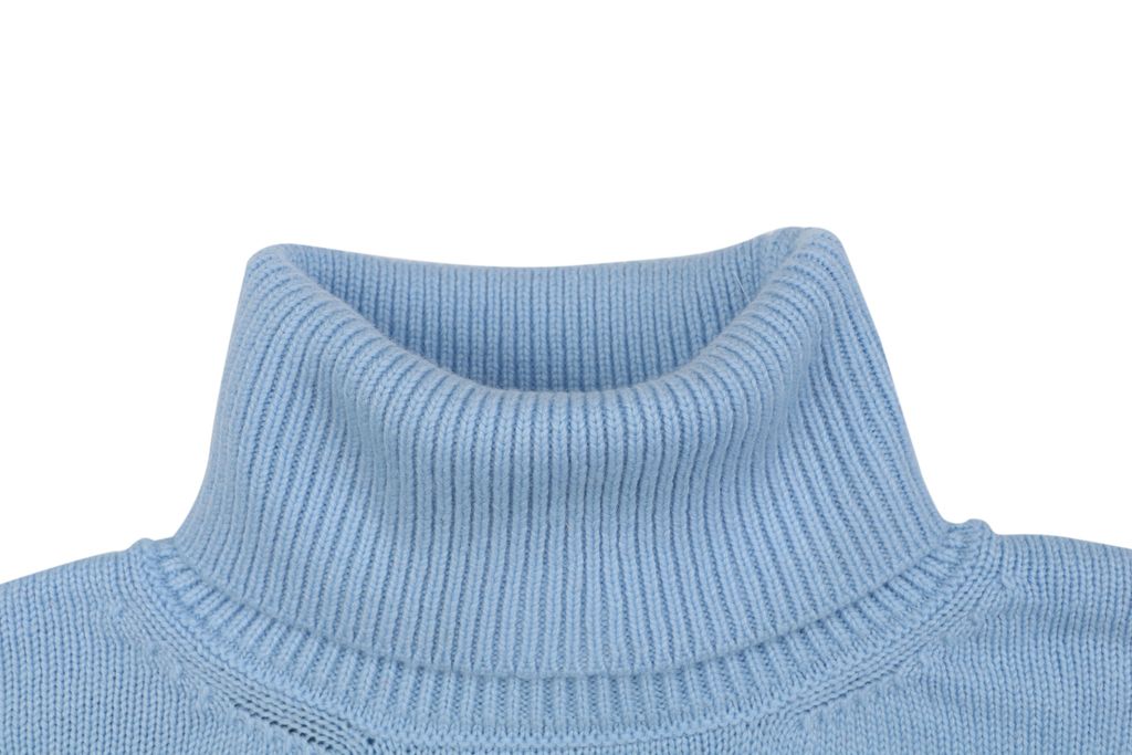 Louis Vuitton pocket leather patch high neck sweater blue 100 percent cotton knit soft lambskin printed logo detail garment washed pullover sizes S-XL