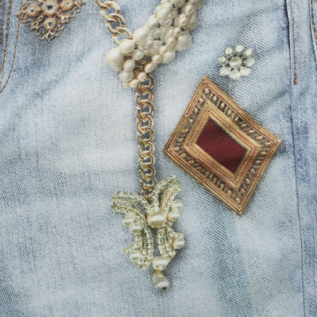 Acne Studios 1996M scarf gemstone pendant print straight leg pants 100 percent cotton high density canvas vintage wash whisker fading mid low rise unisex sizes XS-XXL