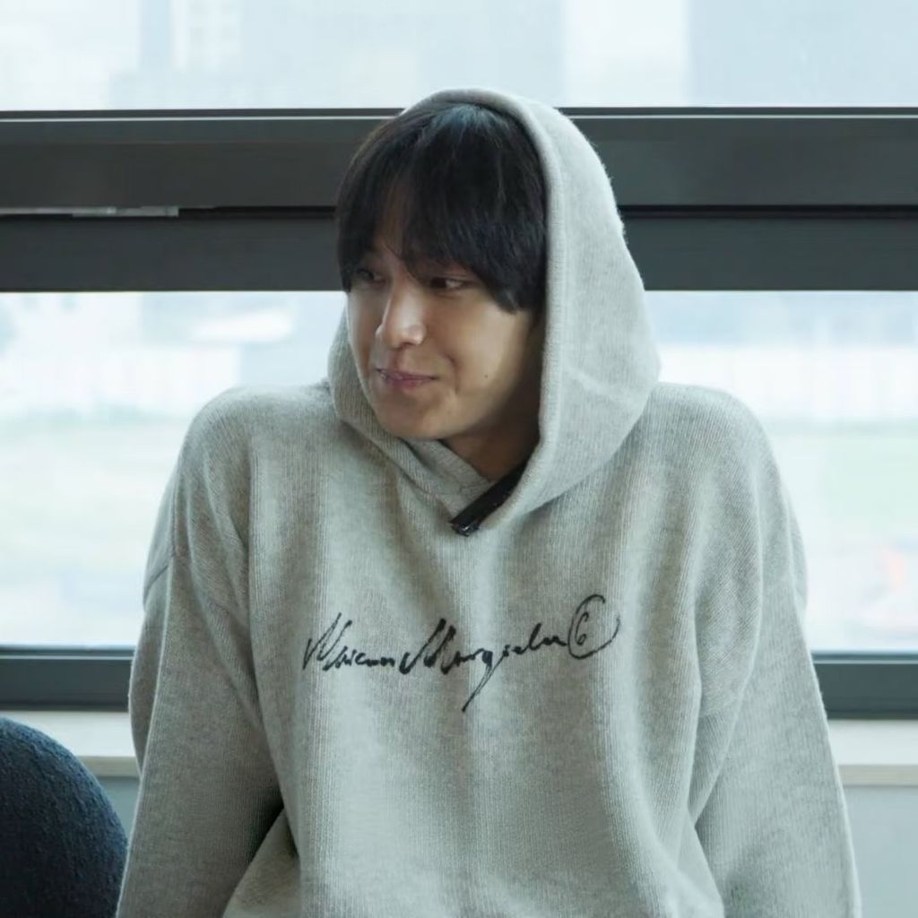 MM6 Maison Margiela signature letter hooded knit sweater light heather grey 80 percent wool 20 percent polyester handwritten print relaxed drop shoulder sizes S-XL