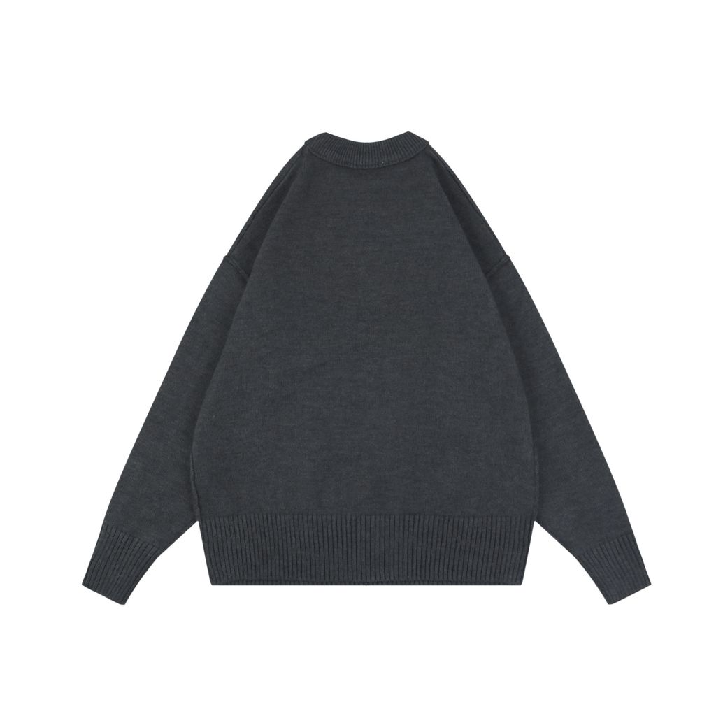 AMI Paris heart intarsia crew neck sweater 50 percent cashmere 40 percent cotton 10 percent nylon STOLL knit reverse linking unisex pullover sizes S-XL
