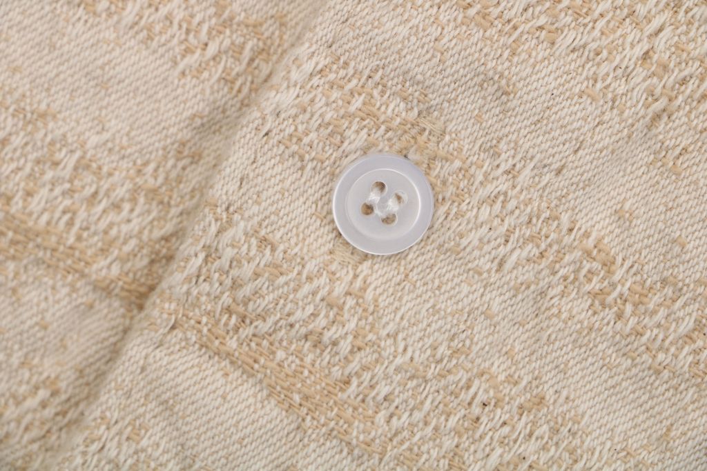 LOEWE pocket flower logo stripe long sleeve shirt beige 450g 100 percent cotton jacquard embroidered detail custom buttons relaxed fit sizes 36 38 40 42