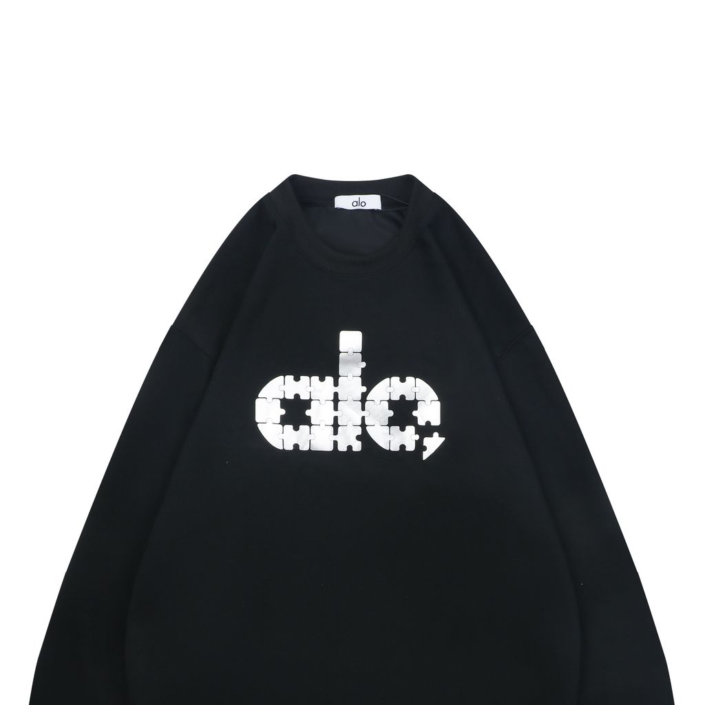 Alo puzzle letter print crew neck sweatshirt 400g double ply French terry digital direct print double washed relaxed fit sizes XS-L