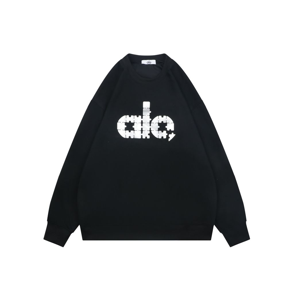 Alo puzzle letter print crew neck sweatshirt 400g double ply French terry digital direct print double washed relaxed fit sizes XS-L