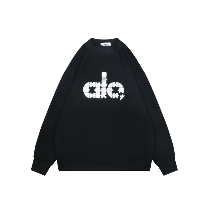 Alo puzzle letter print crew neck sweatshirt 400g double ply French terry digital direct print double washed relaxed fit sizes XS-L