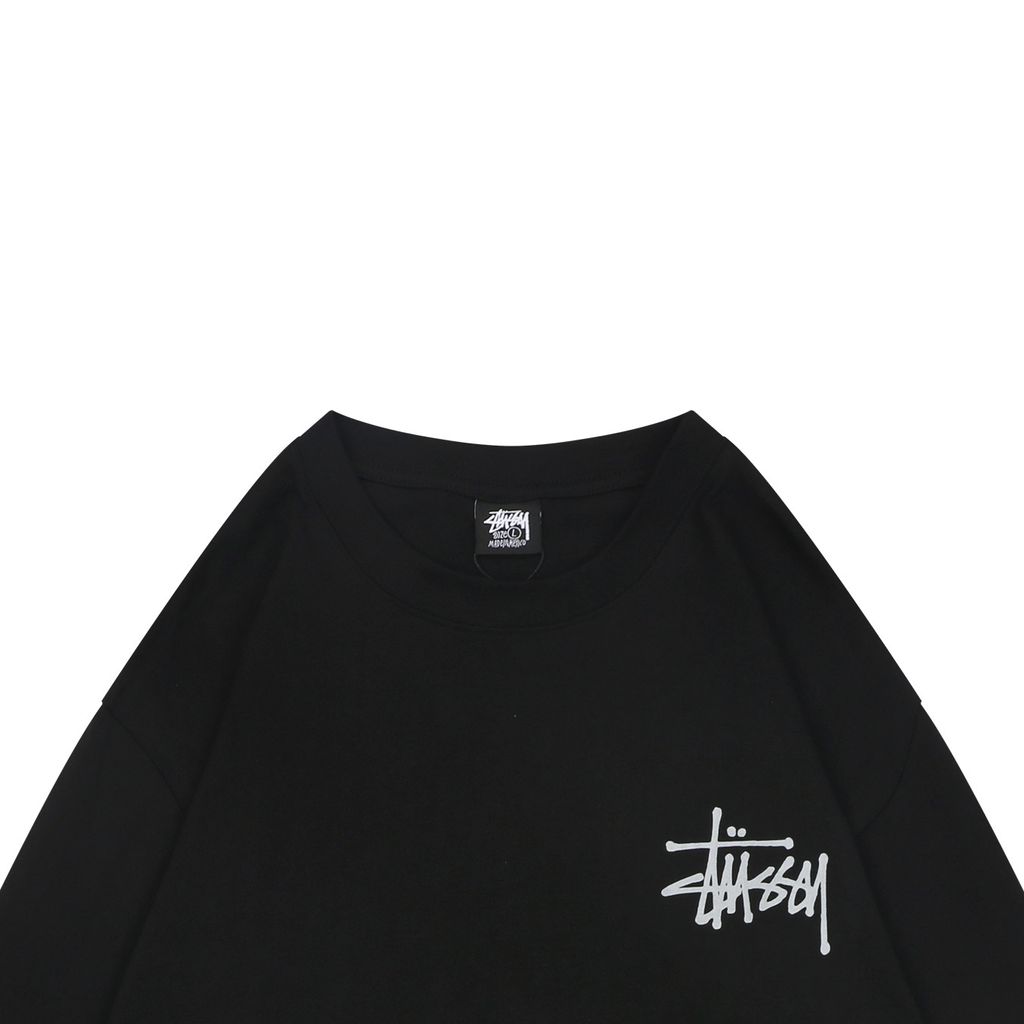 Stussy brand manifesto print long sleeve T-shirt 230g combed cotton digital direct print double washed relaxed fit graphic tee sizes S-XL