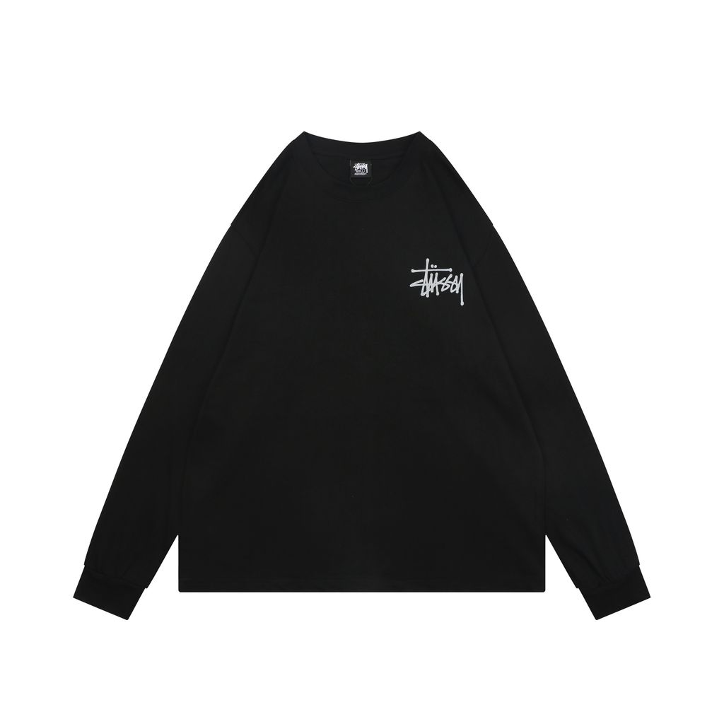 Stussy brand manifesto print long sleeve T-shirt 230g combed cotton digital direct print double washed relaxed fit graphic tee sizes S-XL