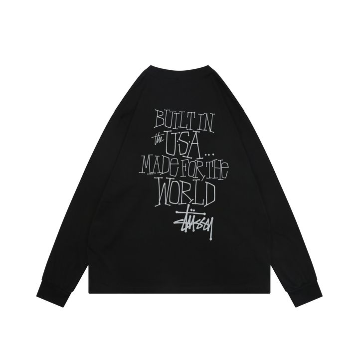 Stussy brand manifesto print long sleeve T-shirt 230g combed cotton digital direct print double washed relaxed fit graphic tee sizes S-XL