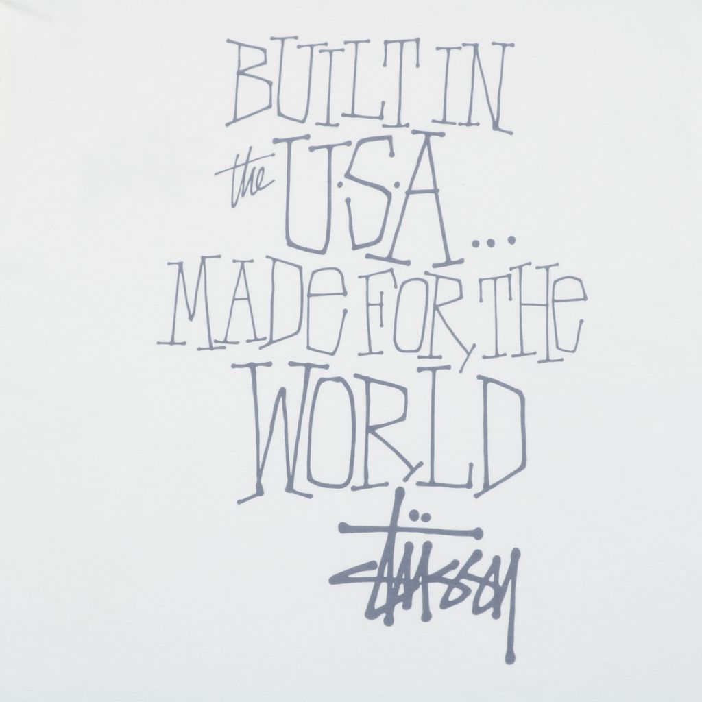 Stussy brand manifesto print long sleeve T-shirt white 230g combed cotton digital direct print double washed relaxed fit graphic tee sizes S-XL