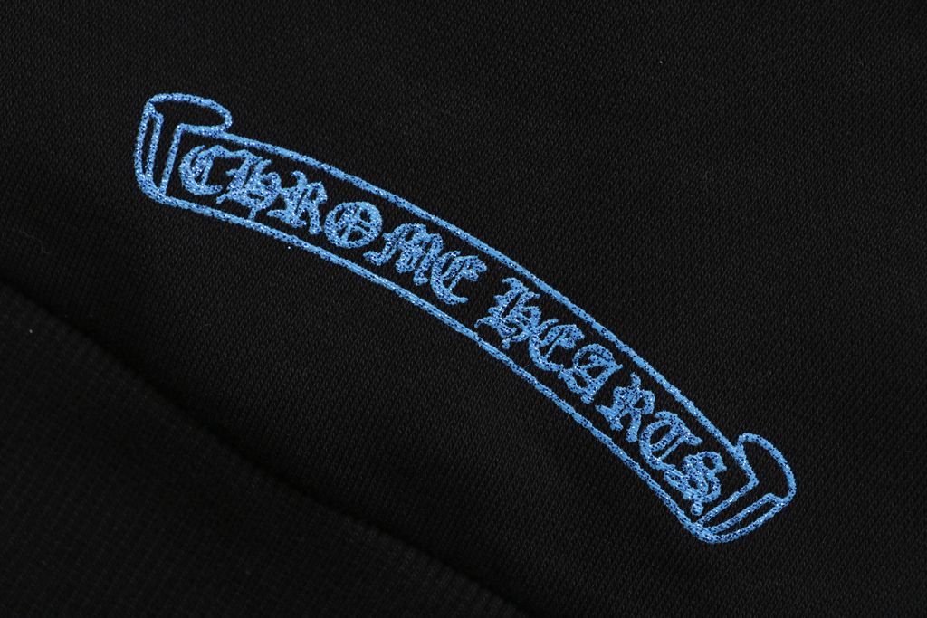 Chrome Hearts glitter cross Sanskrit print hoodie black blue 320g 100 percent cotton brushed loopback fleece crystal glitter graphic vintage washed unisex sizes S-L