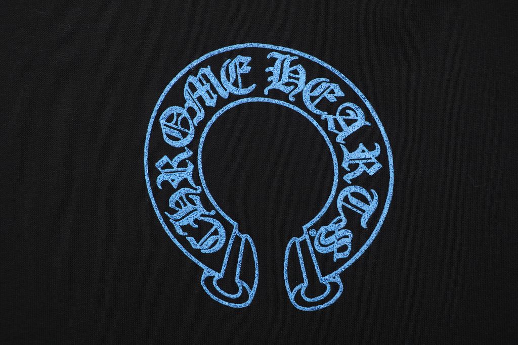 Chrome Hearts glitter cross Sanskrit print hoodie black blue 320g 100 percent cotton brushed loopback fleece crystal glitter graphic vintage washed unisex sizes S-L