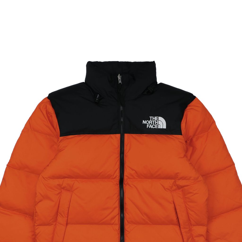 The North Face 1996 700 fill down jacket orange 40D nylon water repellent wind resistant puffer 350g down fill YKK zipper sizes XS-XXL