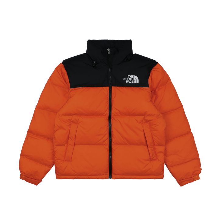 The North Face 1996 700 fill down jacket orange 40D nylon water repellent wind resistant puffer 350g down fill YKK zipper sizes XS-XXL