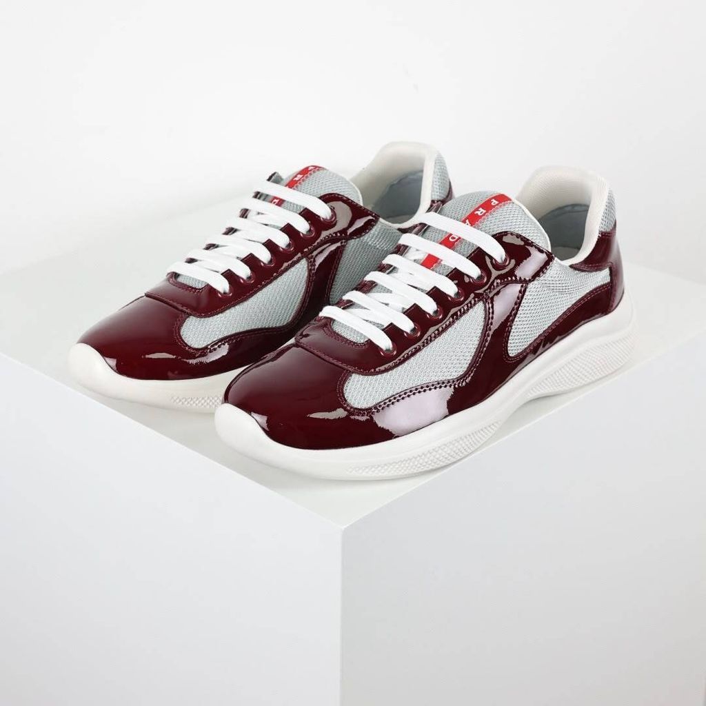 Prada America’s Cup 4E3400 Burgundy Silver Men's Sneakers