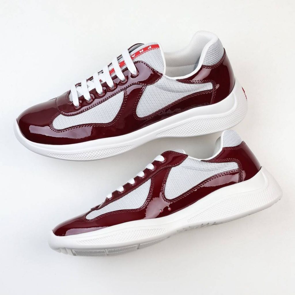 Prada America’s Cup 4E3400 Burgundy Silver Men's Sneakers