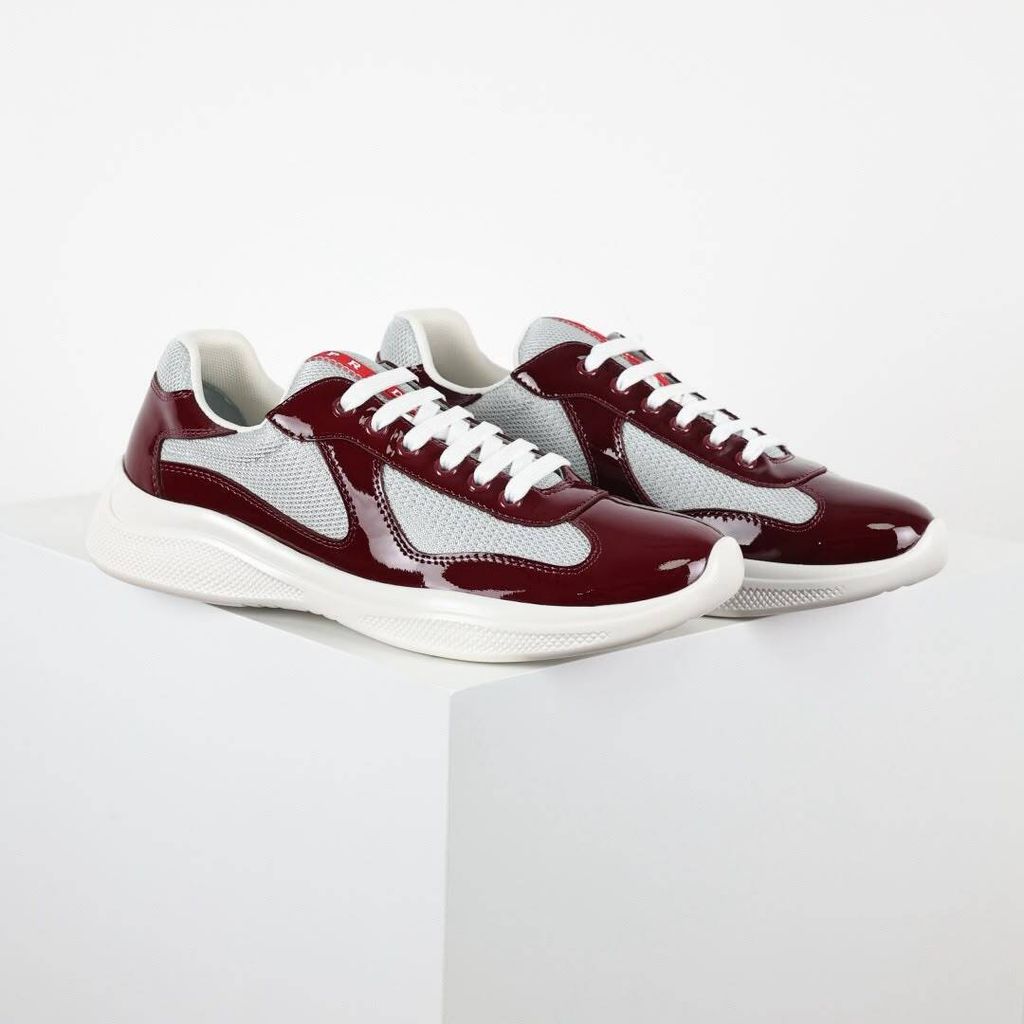 Prada America’s Cup 4E3400 Burgundy Silver Men's Sneakers