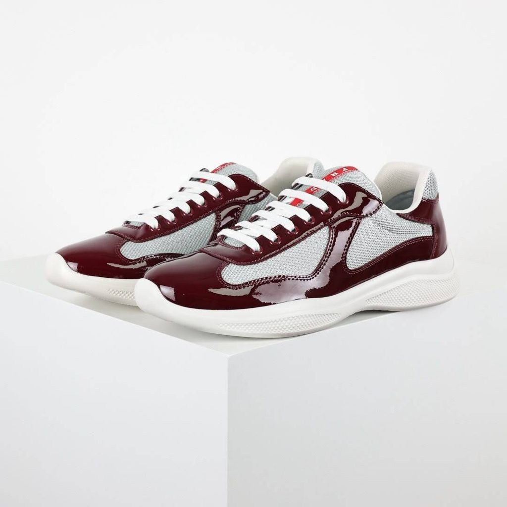 Prada America’s Cup 4E3400 Burgundy Silver Men's Sneakers