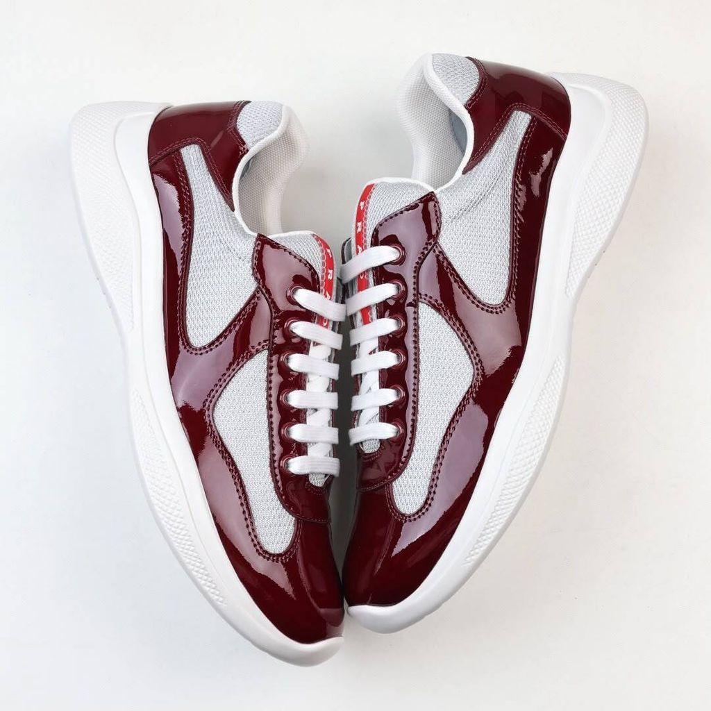 Prada America’s Cup 4E3400 Burgundy Silver Men's Sneakers