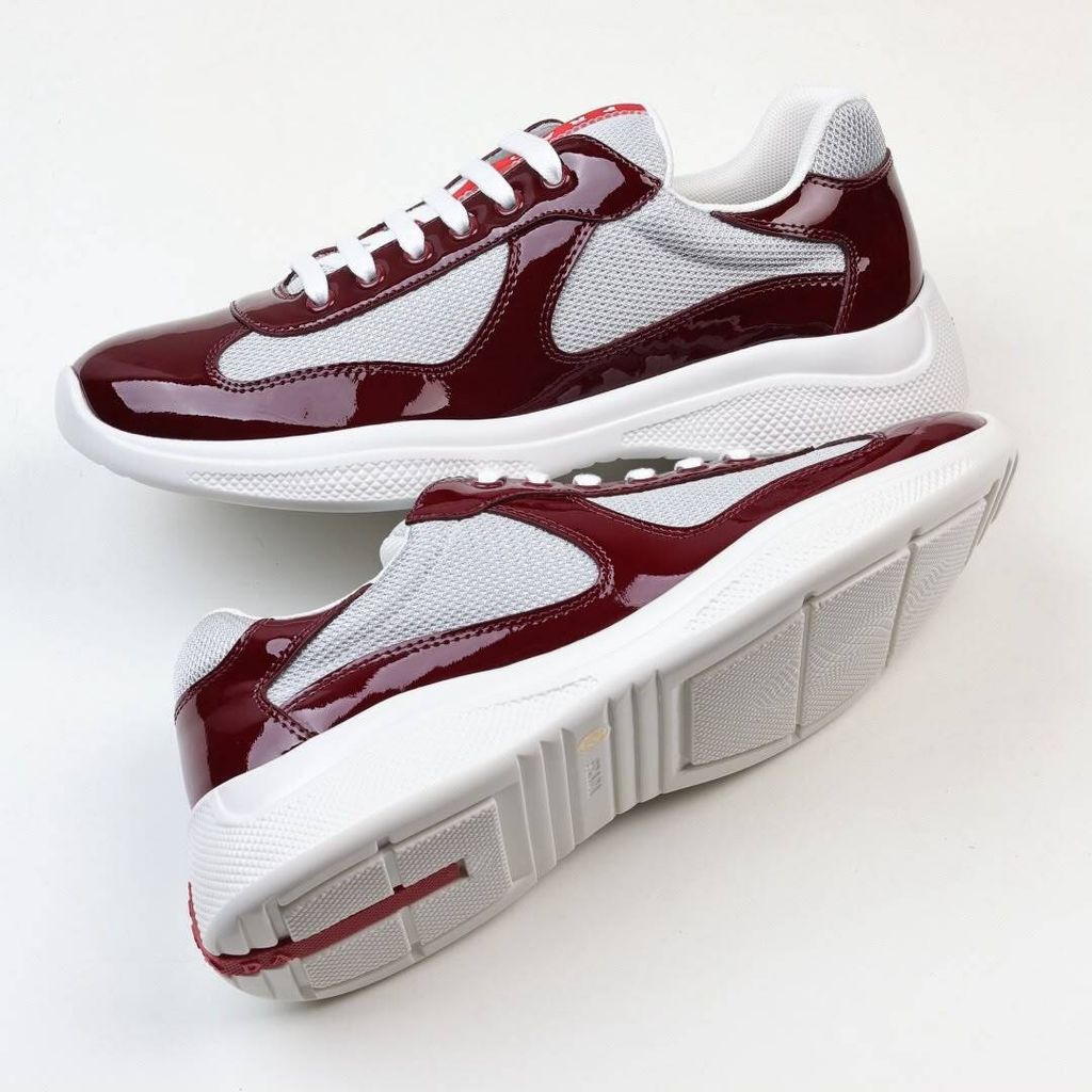 Prada America’s Cup 4E3400 Burgundy Silver Men's Sneakers