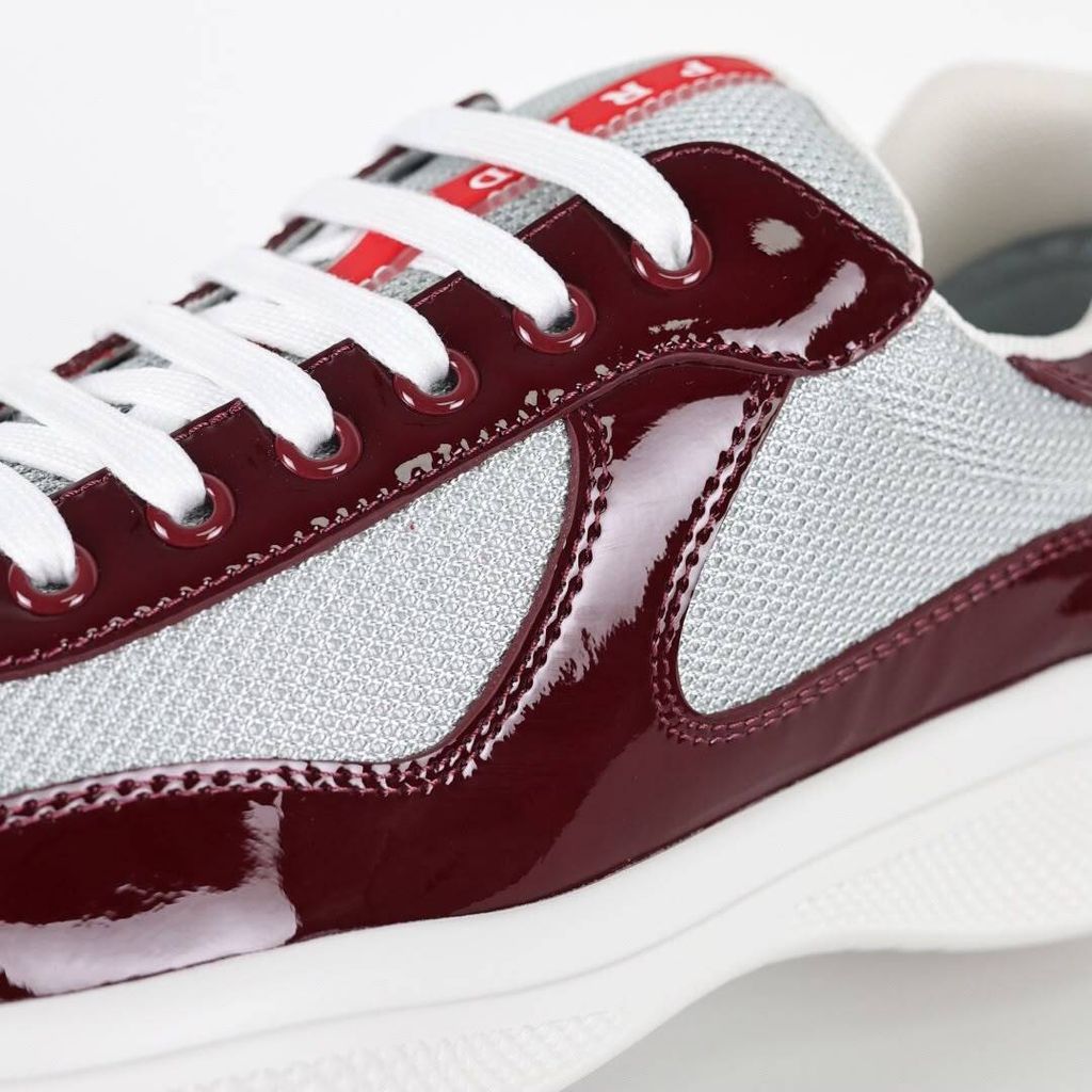 Prada America’s Cup 4E3400 Burgundy Silver Men's Sneakers