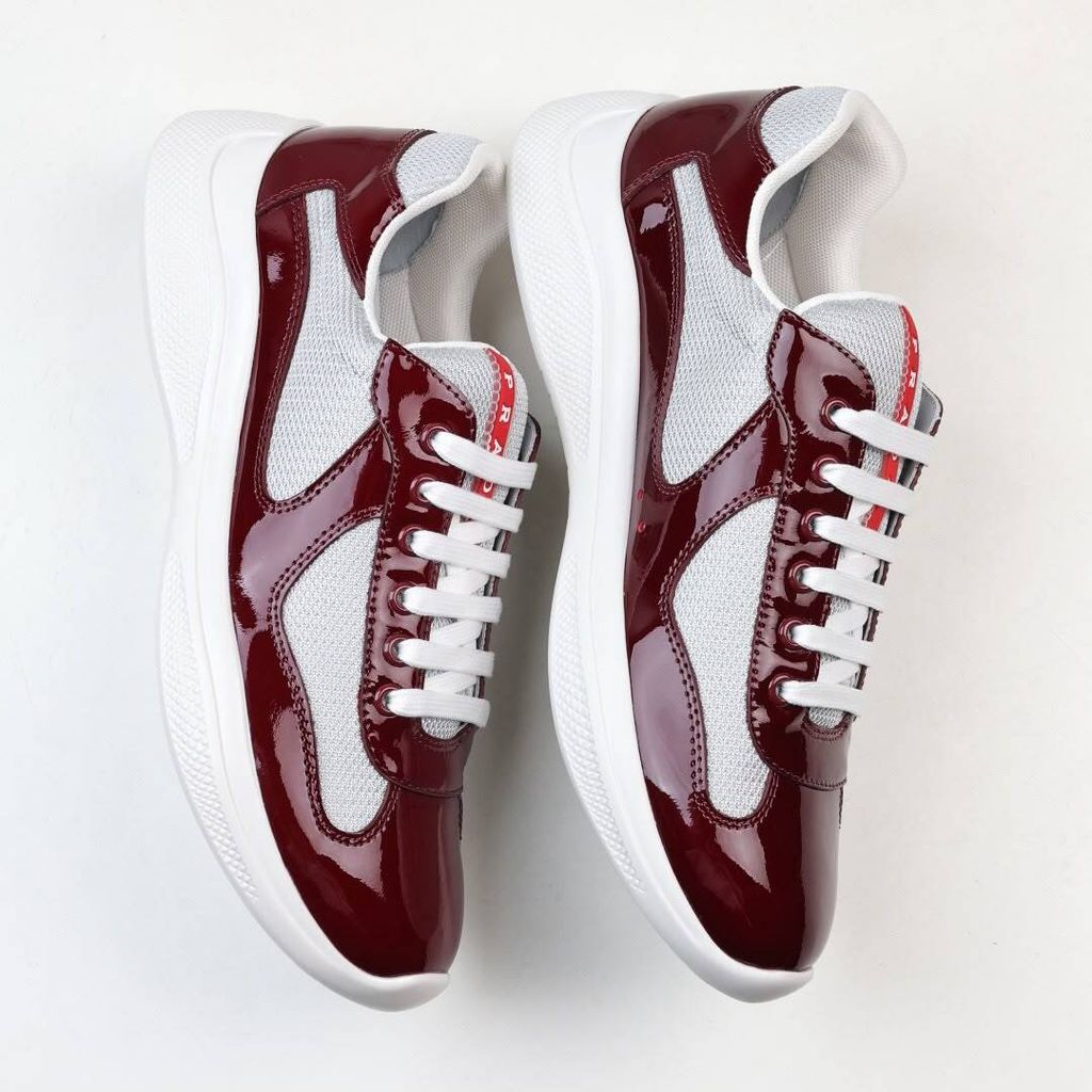 Prada America’s Cup 4E3400 Burgundy Silver Men's Sneakers