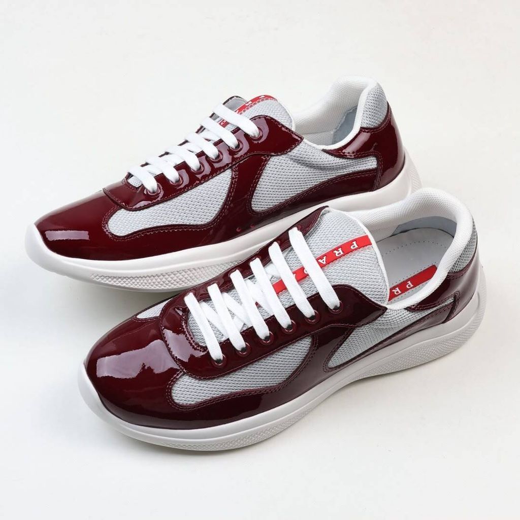 Prada America’s Cup 4E3400 Burgundy Silver Men's Sneakers