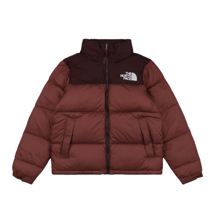 The North Face 1996 down jacket brown red 40D nylon water repellent wind resistant puffer 350g down fill YKK zipper sizes XS-XXL