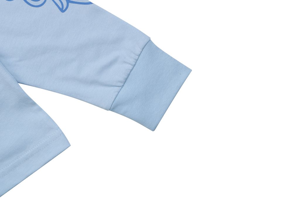 Chrome Hearts cross sleeve Sanskrit scroll print long sleeve T-shirt light blue 220g 100 percent cotton brushed finish high temperature ink relaxed unisex fit sizes S-L