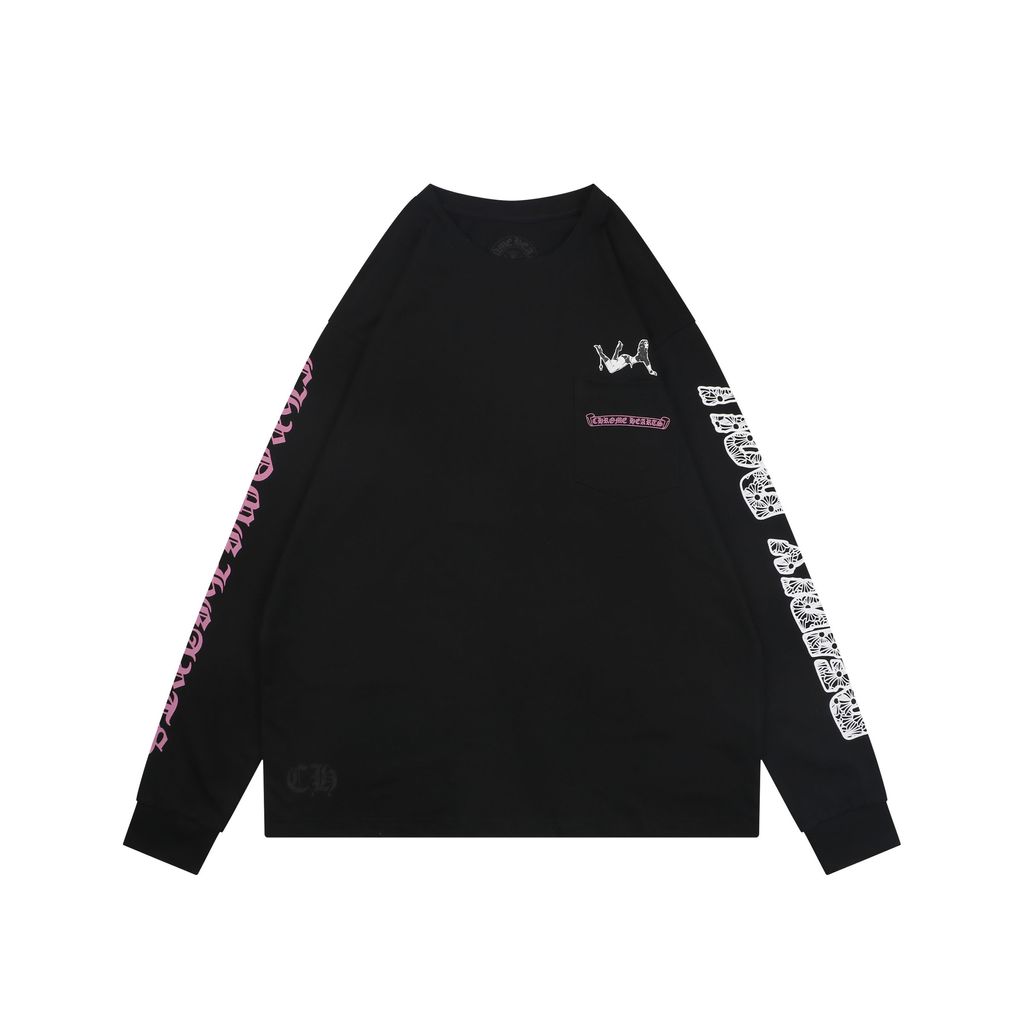Chrome Hearts Doll cross girl print long sleeve T-shirt 220g 100 percent cotton brushed finish heat cured ink relaxed unisex fit sizes S-L