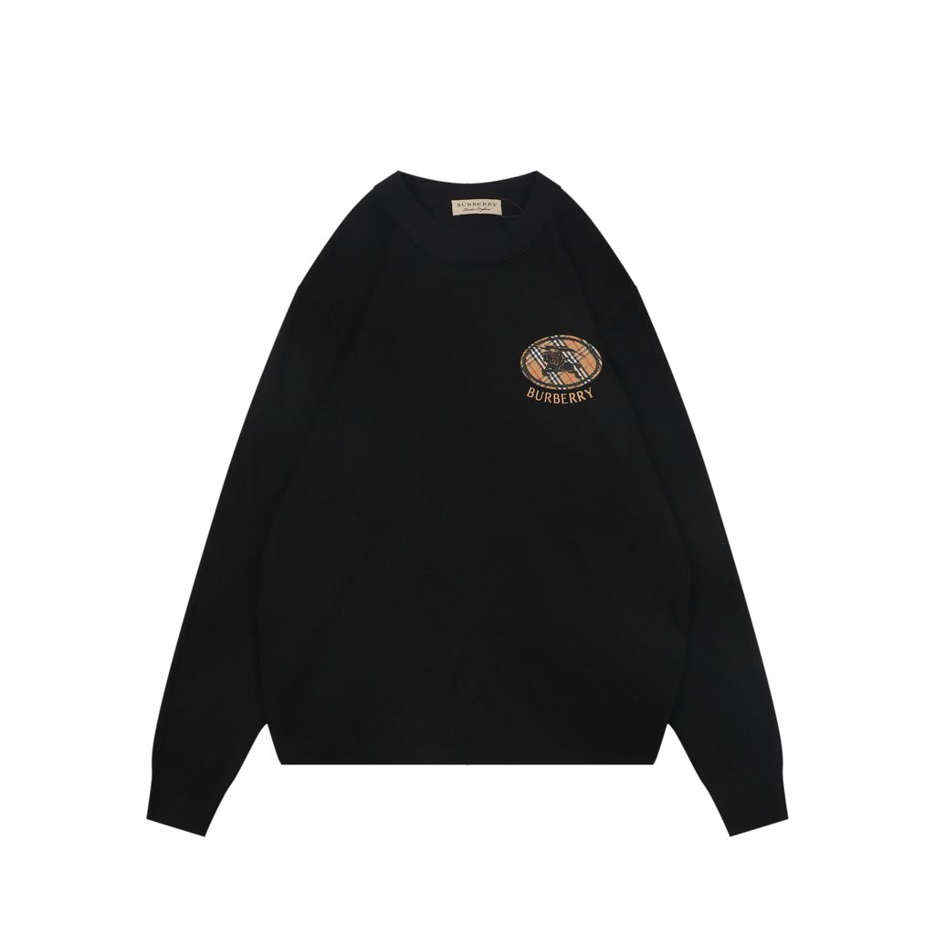 Burberry small logo check ring Equestrian Knight print crew neck sweatshirt 400g double ply French terry digital direct print relaxed fit sizes M-XXL