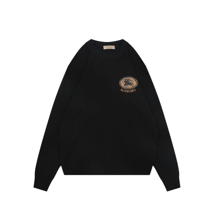Burberry small logo check ring Equestrian Knight print crew neck sweatshirt 400g double ply French terry digital direct print relaxed fit sizes M-XXL