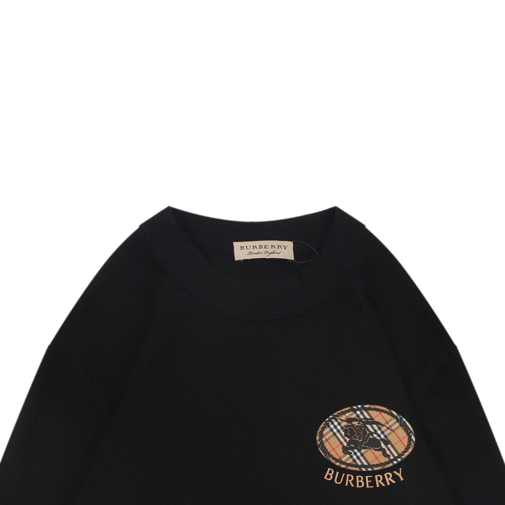 Burberry small logo check ring Equestrian Knight print crew neck sweatshirt 400g double ply French terry digital direct print relaxed fit sizes M-XXL