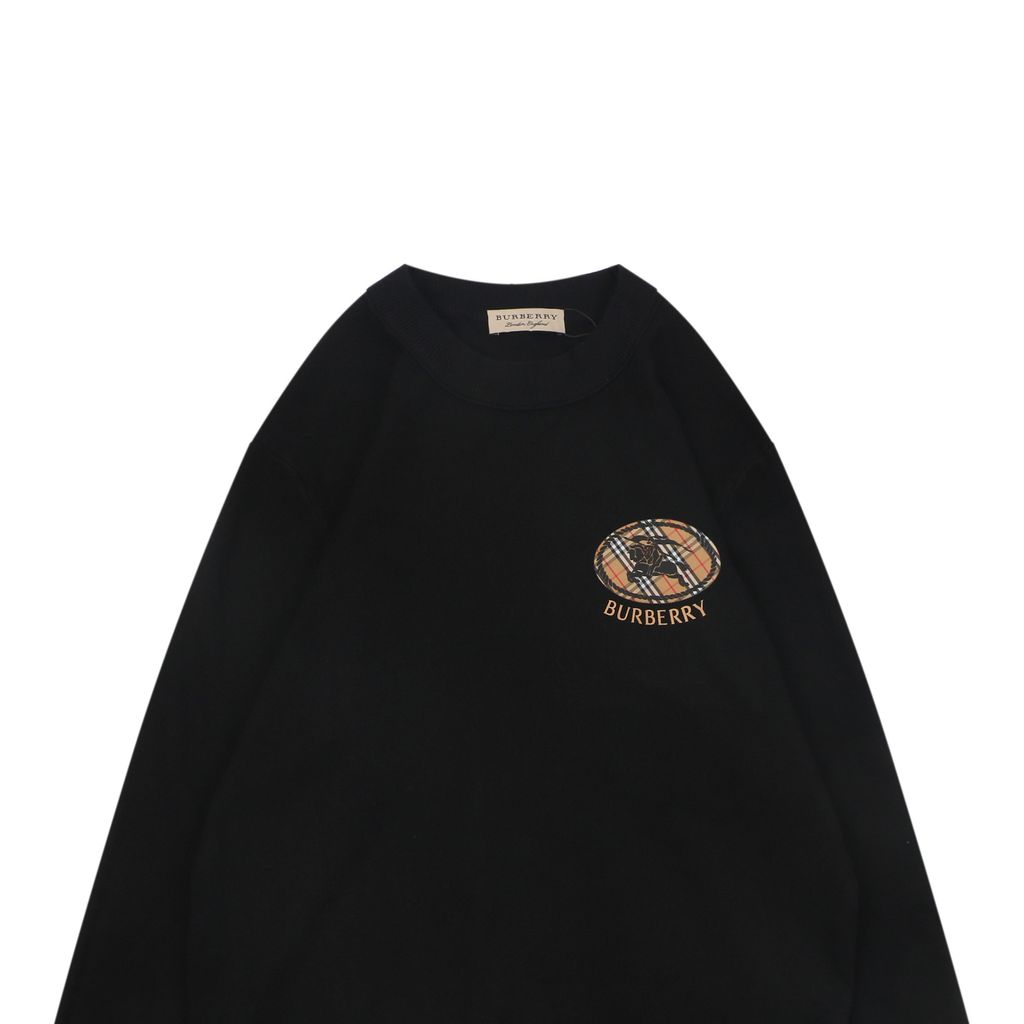 Burberry small logo check ring Equestrian Knight print crew neck sweatshirt 400g double ply French terry digital direct print relaxed fit sizes M-XXL